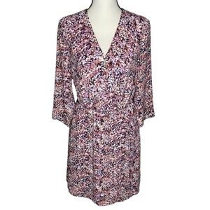 The Limited Dress MultiColor Print Three Quarter Sleeve Faux Wrap Dress Size S